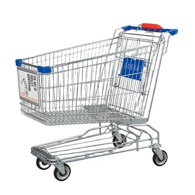 Unfolding Hypermarket Hand Push Trolley Metal Supermarket Shopping Trolley